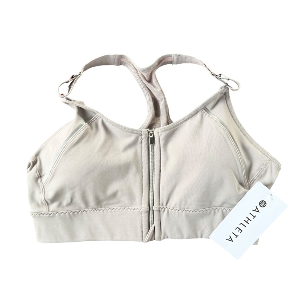 Athleta Women's Cream Zip Sports Bra